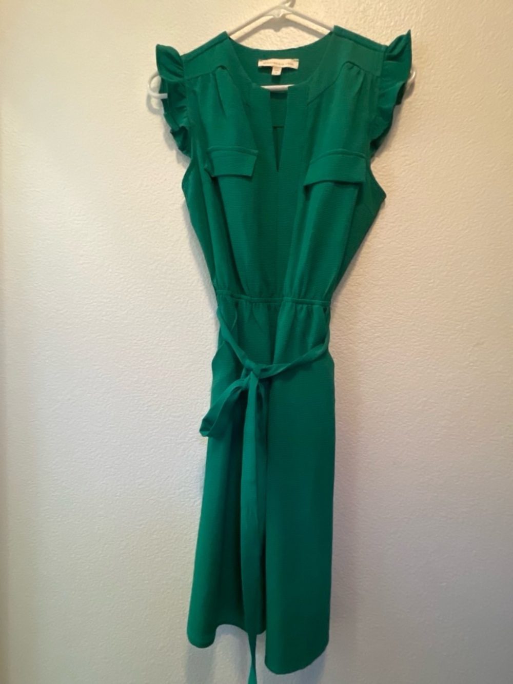 Monteau Emerald Green Tie-Waist Midi Dress